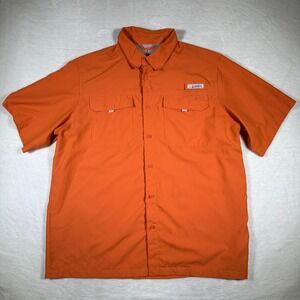 HABIT Fishing Shirt Mens XL Orange Short Sleeve Button Up Outdoor Performance